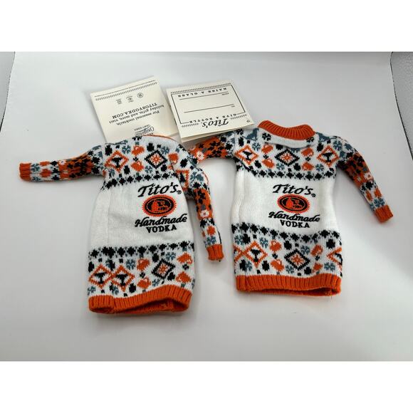 Tito's Other - Tito's Handmade Vodka Bottle Sweater TO FROM Gift Tag Holiday Set of 2 NWT